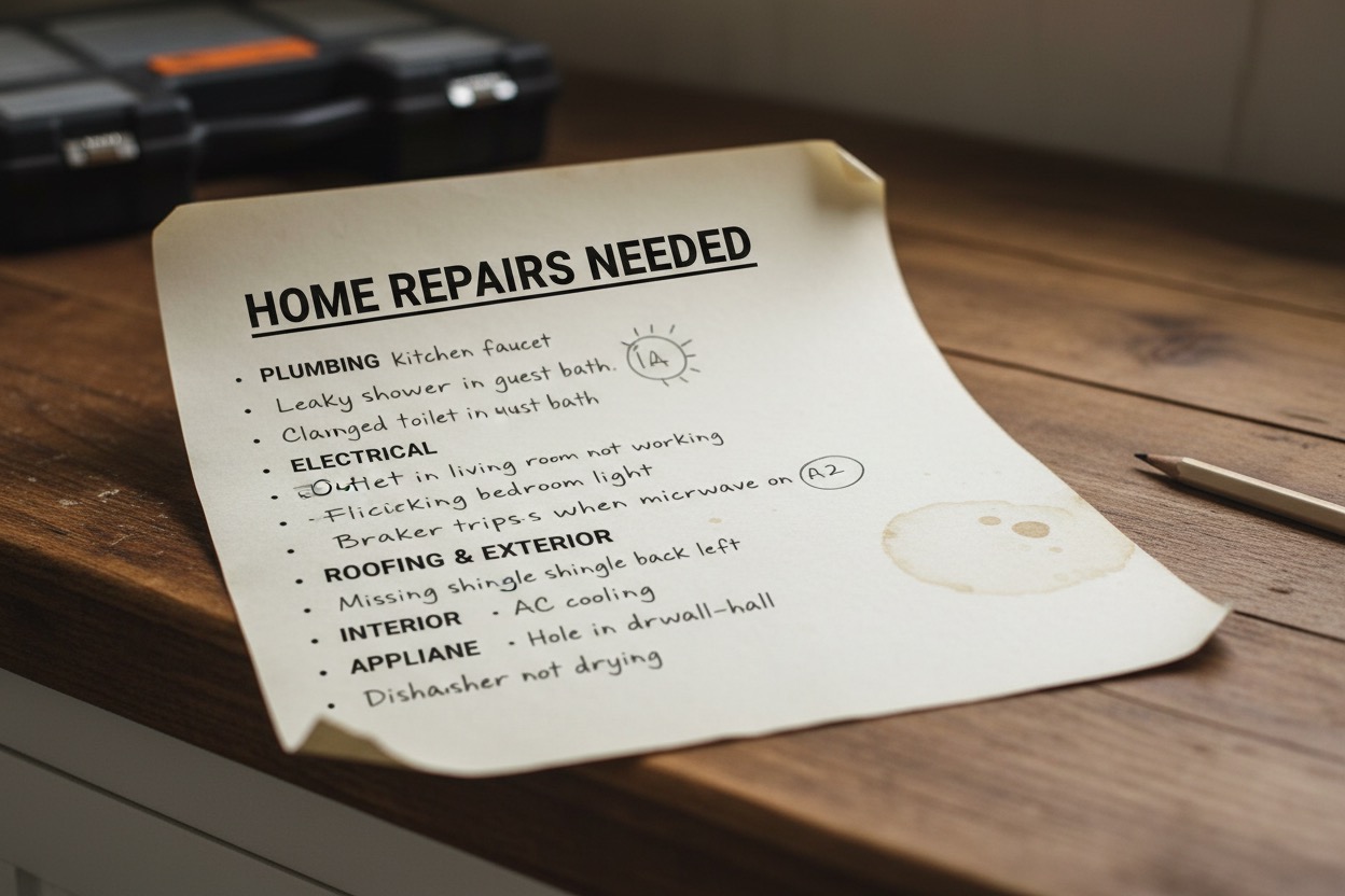 Home Repairs list for handyman